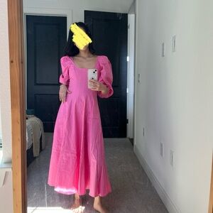 Staud 00 Puff Sleeve Swells Midi Dress